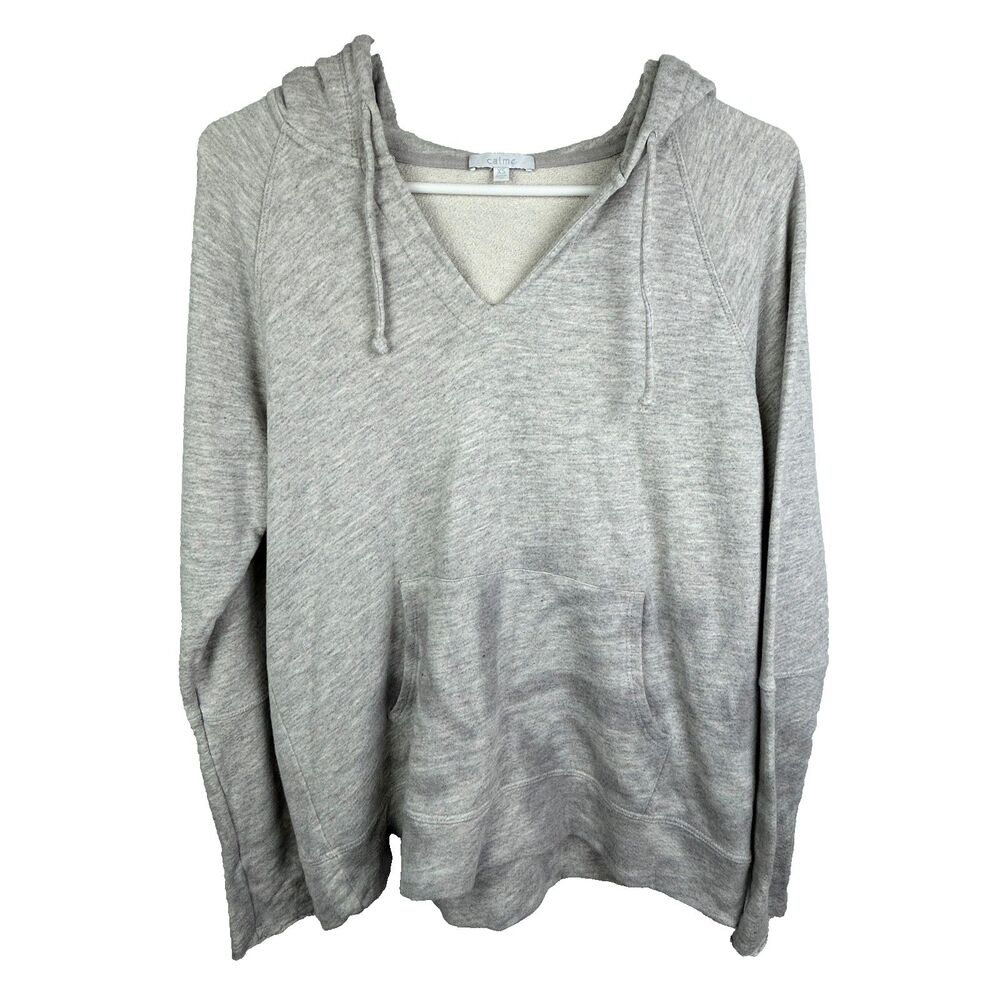 Johnny Was Calme Mira Sweatshirt Hoodie Grey Tie Dye Swirl Drawstring Pockets XS - Picture 3 of 14